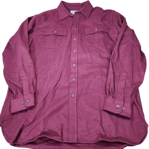 LL Bean 0 MT04 Flannel Button Up Shirt Men's XL Tall Maroon - Picture 1 of 5